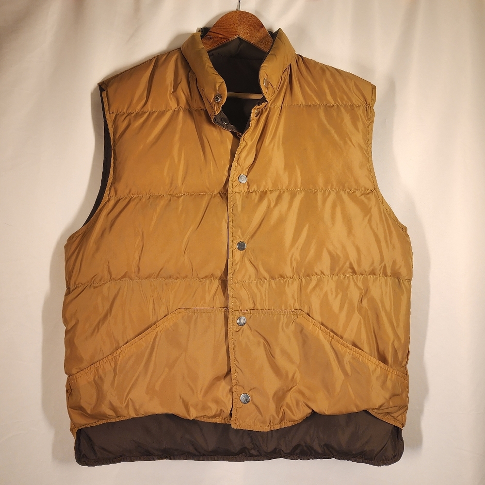 Vintage 70's JCPenny Down Filled Puffer Hunting Vest Reversible Men's Size Large